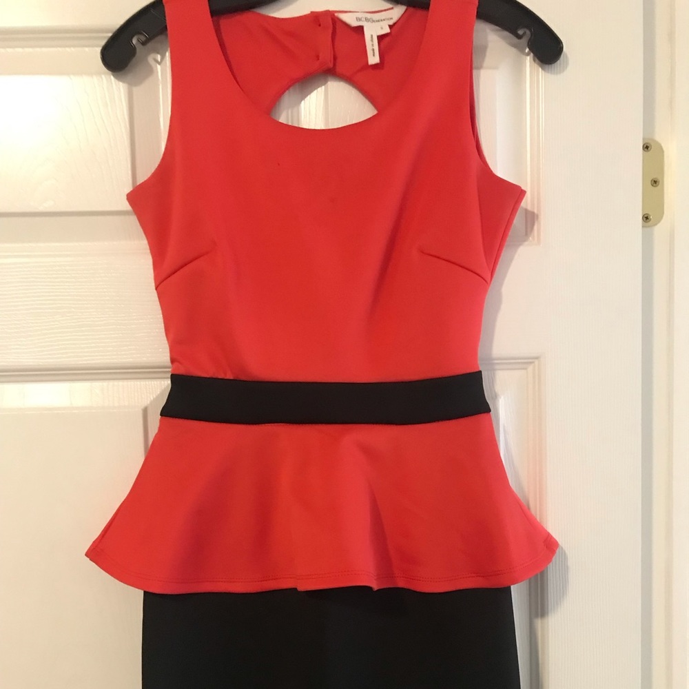 BCBGeneration Coral pink and black dress. Backless